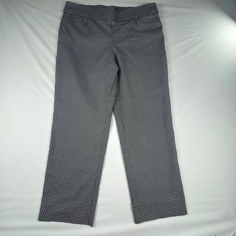 Liz Claiborne Career Black White Geometric Diamond Classic Fit Pants Size 12